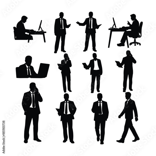 Business professionals engaged in various tasks Vector, illustration