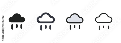 rain cloud icon set for weather forecast nature storm climate water drop sky and environmental design