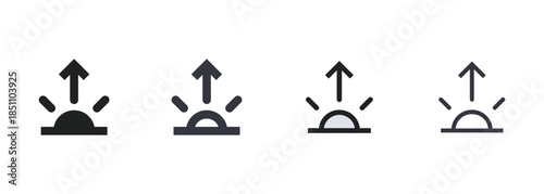 sunrise icon set for morning dawn weather daylight energy light sky nature and climate symbol design
