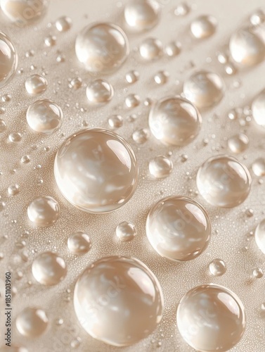Closeup of water droplets on surface