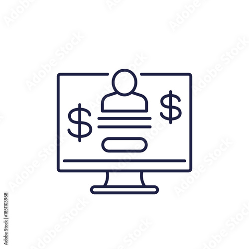 bank account line icon, money and finance vector