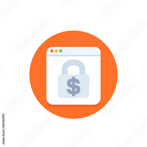 Blocked money account icon, flat design