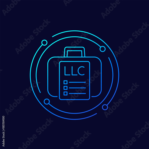 LLC icon, Limited Liability Company business concept, linear design