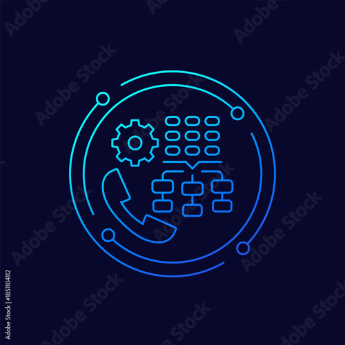 IVR icon, automated telephony system, linear design