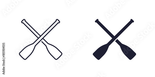 Oars icon, line and solid design