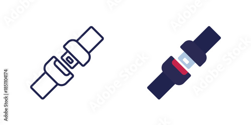 seat belt icon, line and flat design