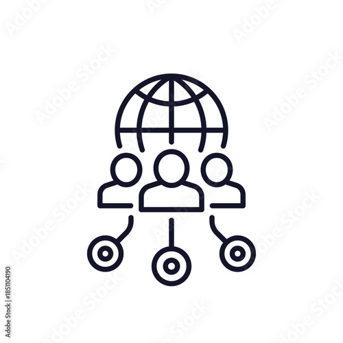 users and network line icon, technology and communication vector