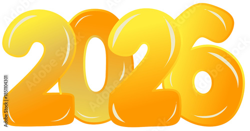 2026 bubbly golden number typography for New Year celebration