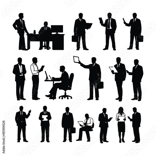 Business professionals engaged in various activities Vector, illustration