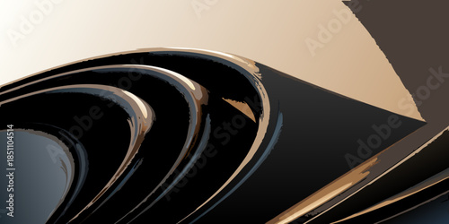 Abstract flowing shapes with dark and light brown tones a digital art piece