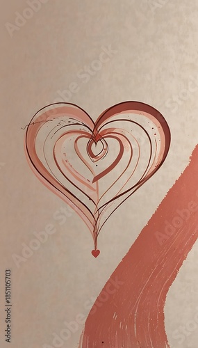 3D illustration of a red heart shape on a grunge background as a romantic symbol of love and passion for a Valentine's Day greeting card design