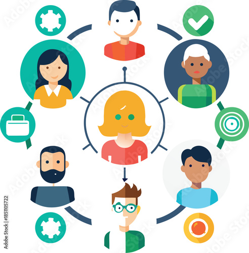 Teamwork and management line icons collection. Vector illustration eps10