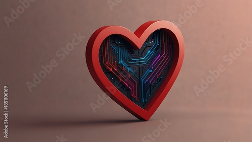 A romantic red heart shape 3d illustration serves as a passion symbol and valentine decoration for a holiday card or wedding celebration design