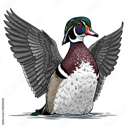 wood duck hunting logo illustration vector image t shirt design