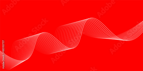 Abstract background with lines and waves. Medium banner size. Element for design. Vector background for brochure, booklet, flyer, poster. Red and white gradient. Love, Valentine's Day