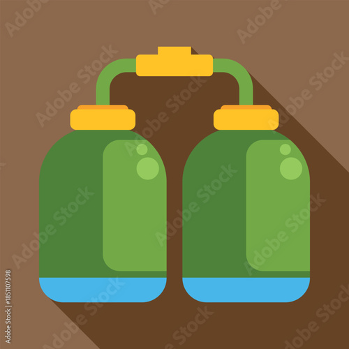 Oxygen tanks for scuba diving or underwater exploration in flat design style