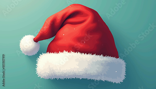 christmas vector icon, santa claus hat with fluffy trim, flat festive style (2)