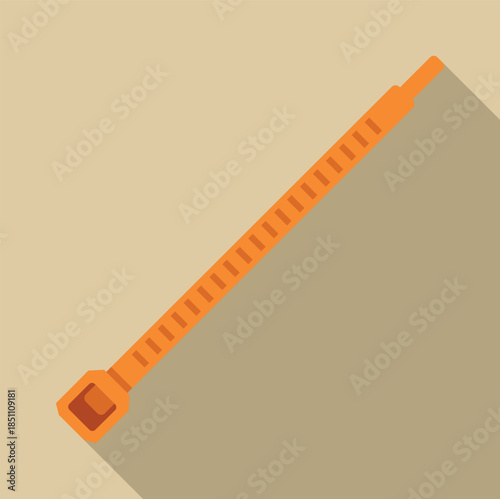 Orange plastic cable tie with long shadow, ideal for bundling objects