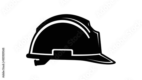 Black hard hat safety helmet icon for construction workers.