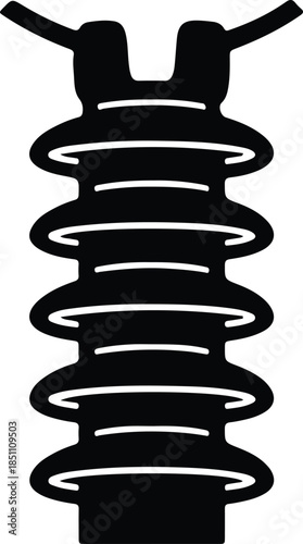 Silhouette High voltage ceramic electrical insulator power line equipment Vector Illustration