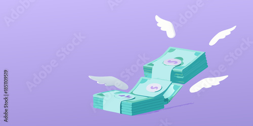 Money with wings a visual representation of financial freedom and loss