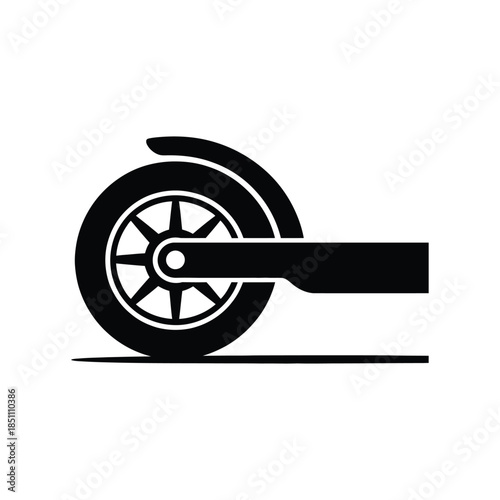 Black silhouette icon of an electric scooter wheel isolated on