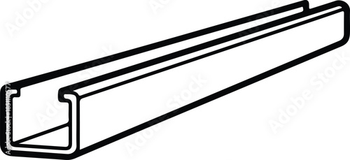 Silhouette Strut Channel Steel Profile Section Industrial Building Material Vector Illustration