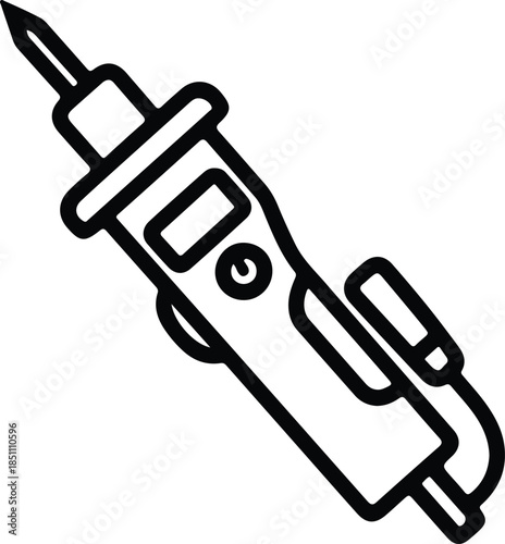 Silhouette Soldering Iron Electric Tool for Electronics Repair Outline Line Art Vector Illustration