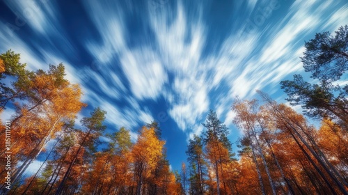 Breathtaking Autumn Forest Landscape Under Dramatic Cloudy Sky