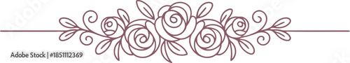 Stylized floral divider showcasing elegant swirling rose and leaf outlines on a crisp white backdrop