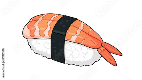 Fresh Sushi with Salmon and Shrimp on Rice with Seaweed Wrap