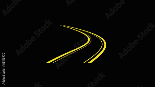 Yellow Headlights of Car at Night.