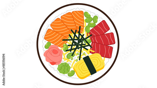 Fresh and Healthy Sushi Platter with Variety of Fish and Vegetables