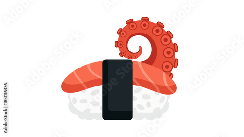 Creative Illustration of a Mechanical Octopus with a Smartphone