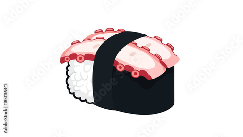 Close up of sushi roll with fresh seafood and rice Japanese cuisine dish for dining and food presentation