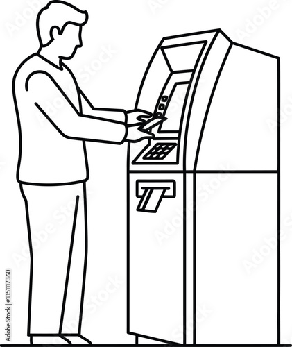 A person uses an atm for banking transactions, emphasizing modern financial convenience