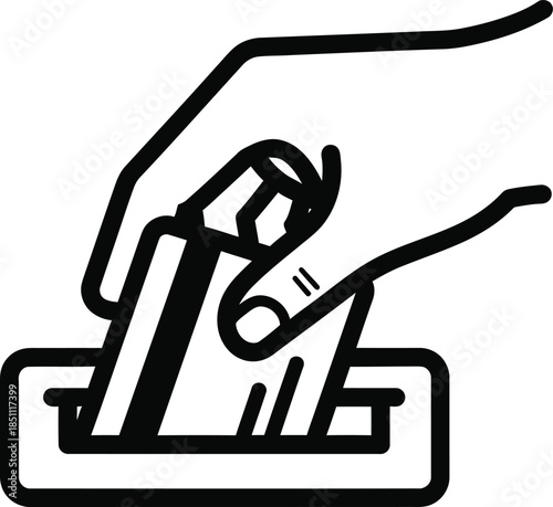 Hand inserting credit card into a slot for secure payment and financial transaction