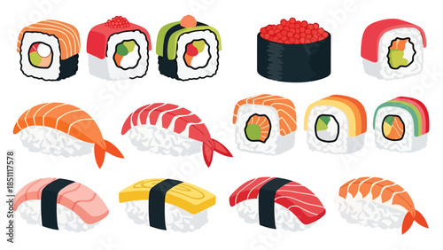 Assorted Sushi Platter with Various Fresh Rolls and Nigiri