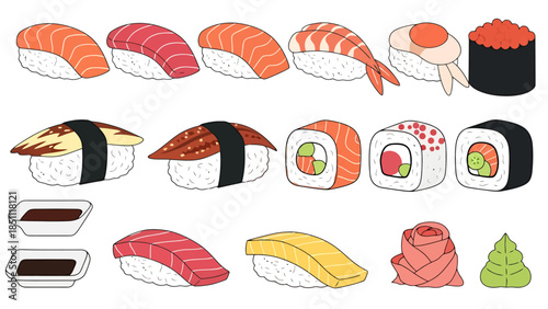 Assorted Sushi Rolls and Nigiri Platter for Casual Japanese Cuisine Feast