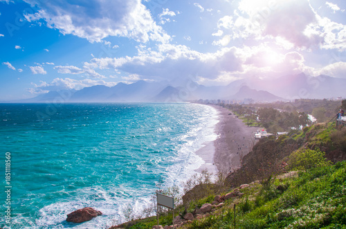 Konyaaltı beach, a world-famous beach in Antalya.