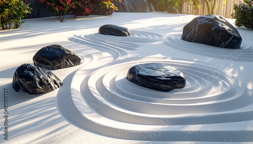 Abstract Zen Stone Garden Raked Sand Ripple Pattern Background