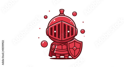 Cartoon knight character with shield and armor on white background