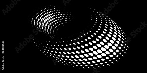 Bubble swelling as mountain. Hill, spherical protrusion. Hemisphere from dots.. Particle points dimension sound wave. Part of sphere effect polar hill globe surface. Big data flow calculation.