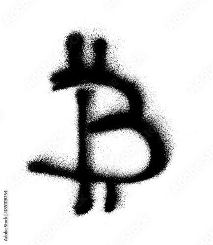 Bitcoin Icon Grunge Spray Paint Stroke Vector