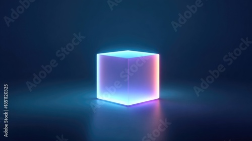 Glowing Cube on Dark Background