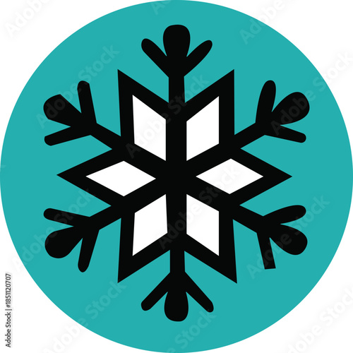 snowflake minimal flat icon Set of cute symmetric blue snowflakes isolated on a transparent background. Cartoon decorative elements. Editable stroke. Ideal for winter designs.