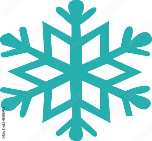 snowflake minimal flat icon Set of cute symmetric blue snowflakes isolated on a transparent background. Cartoon decorative elements. Editable stroke. Ideal for winter designs.