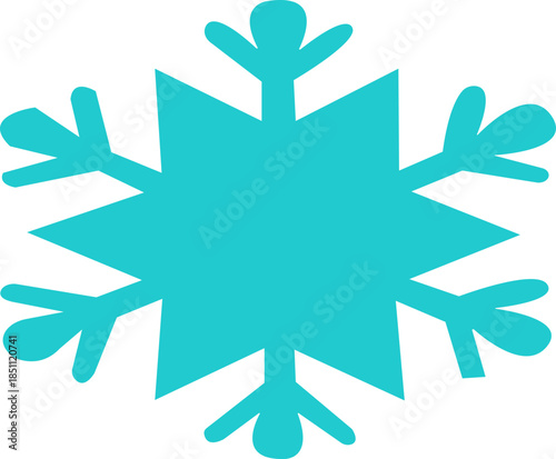 snowflake minimal flat icon Set of cute symmetric blue snowflakes isolated on a transparent background. Cartoon decorative elements. Editable stroke. Ideal for winter designs.