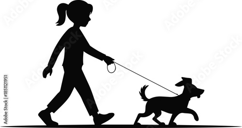 dog walking silhouette clipart person with dog on leash vector