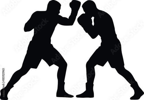 boxing silhouette of two fighters facing each other in ring